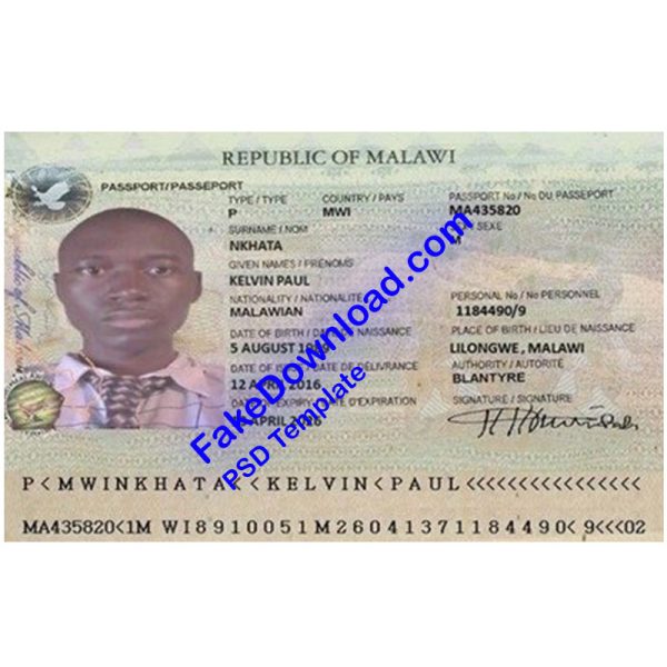 Malawi Passport (psd)