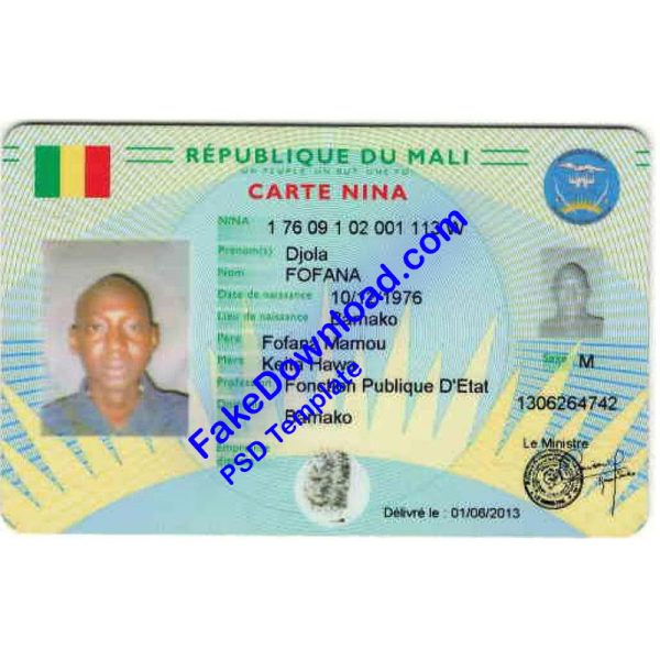 Mali national id card (psd)