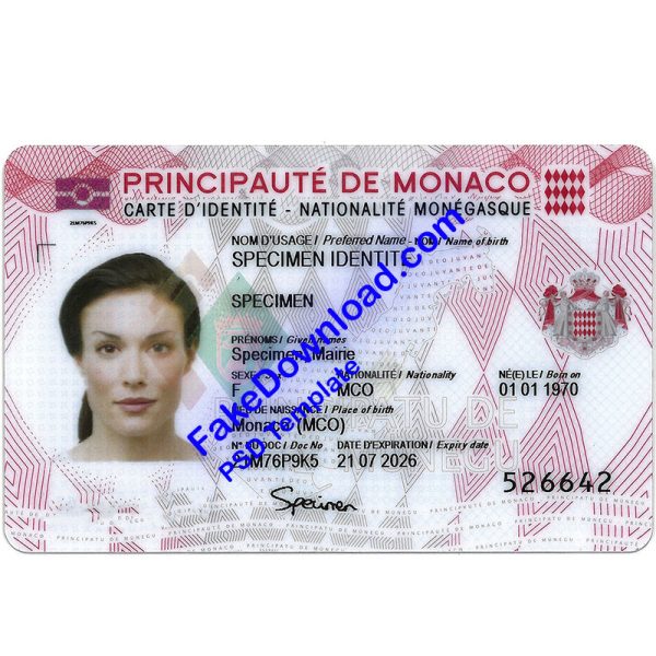 Monaco national id card (psd)