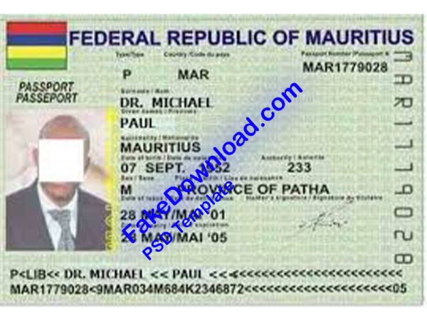 Mauritius Passport (psd)