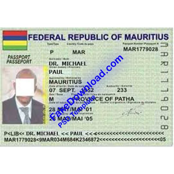 Mauritius Passport (psd)