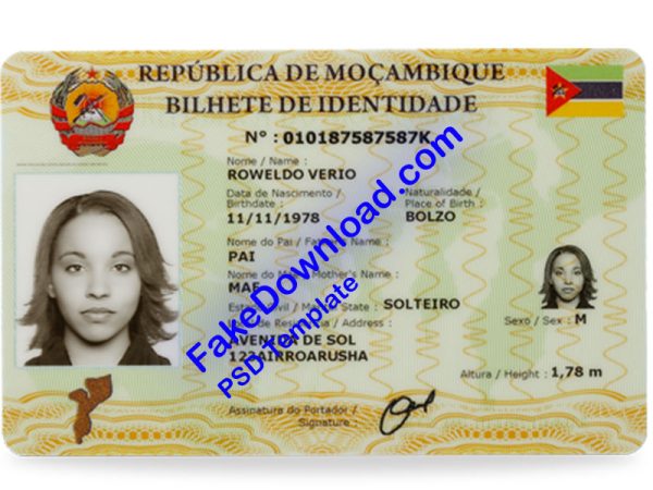 Mozambique national id card (psd)