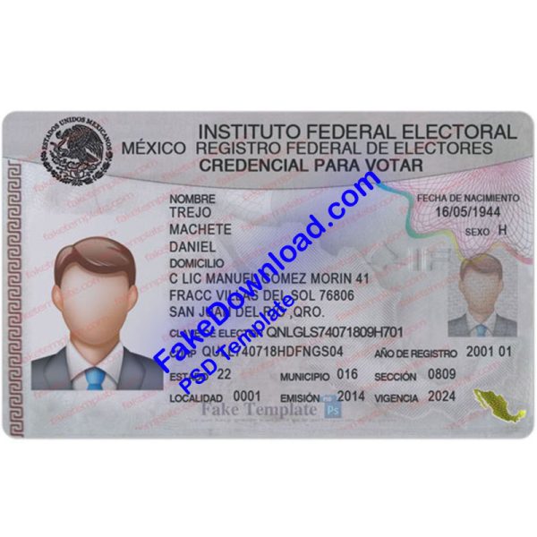 Mexico national id card (psd)