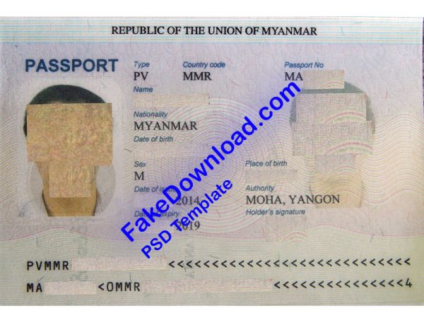 Myanmar Passport (psd)