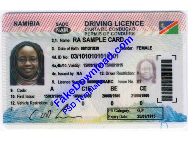 Namibia Driver License (psd)