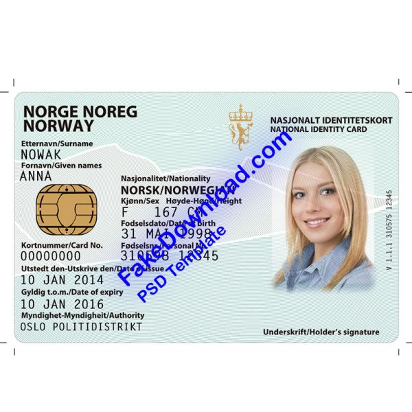 Norway national id card (psd)