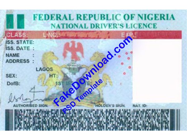 Nigeria Driver License (psd)