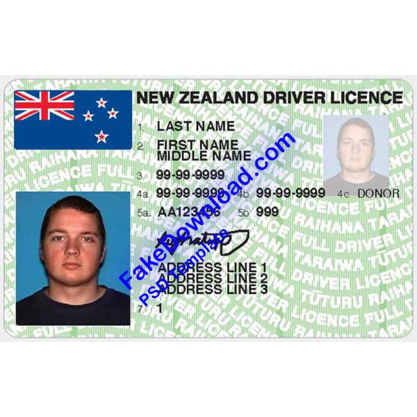 New Zealand Driver License (psd)