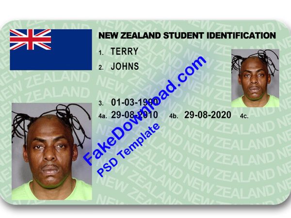 New Zealand national id card (psd)