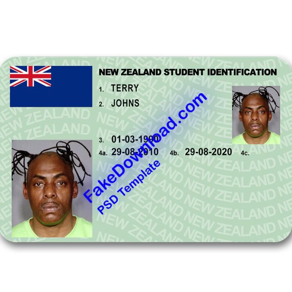 New Zealand national id card (psd)