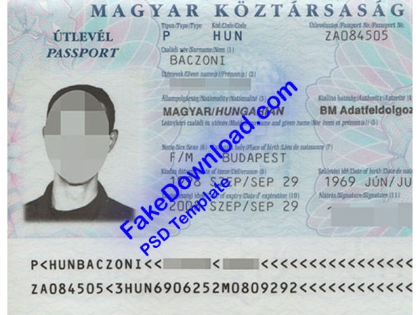 Hungary Passport (psd)