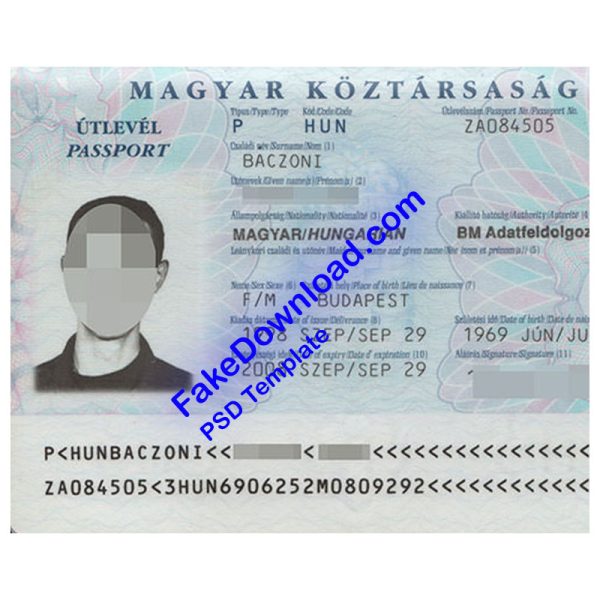 Hungary Passport (psd)