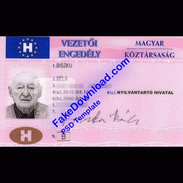 Hungary Driver License (psd)