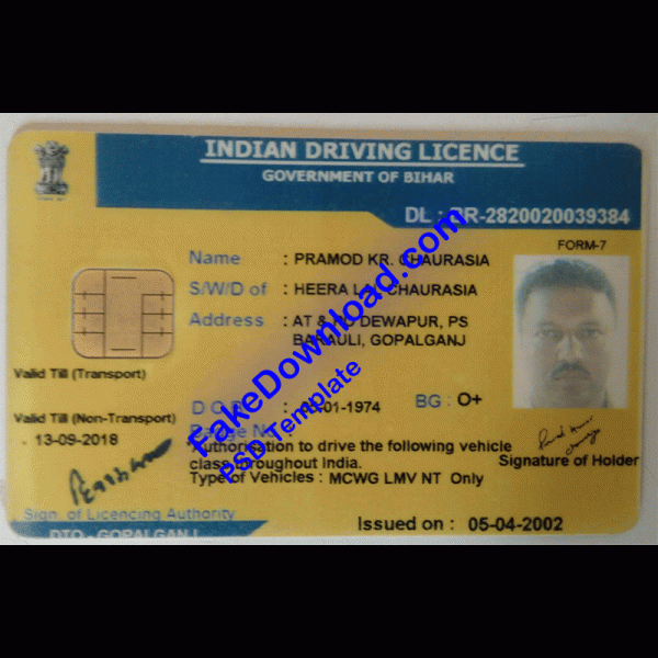 India Driver License (psd)