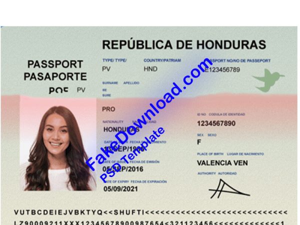 Honduras Passport (psd)