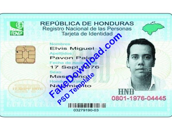 Honduras national id card (psd)