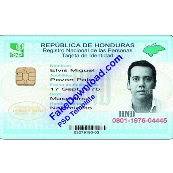 Honduras national id card (psd)