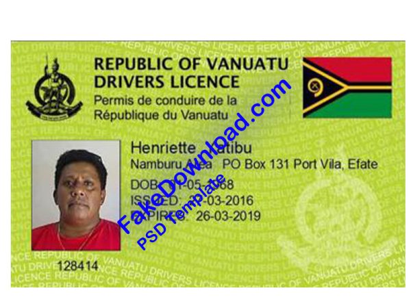 Vanuatu Driver License (psd)