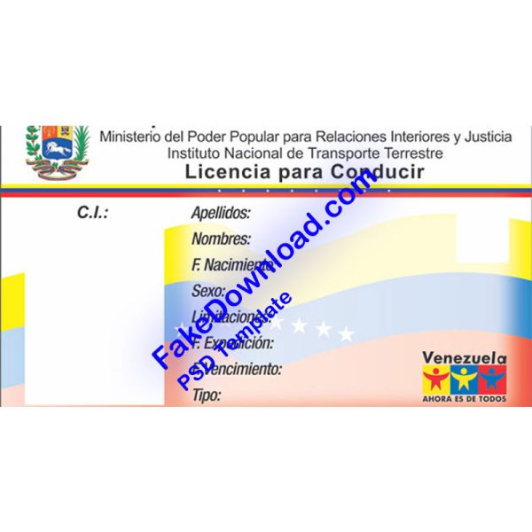 Venezuela Driver License (psd)