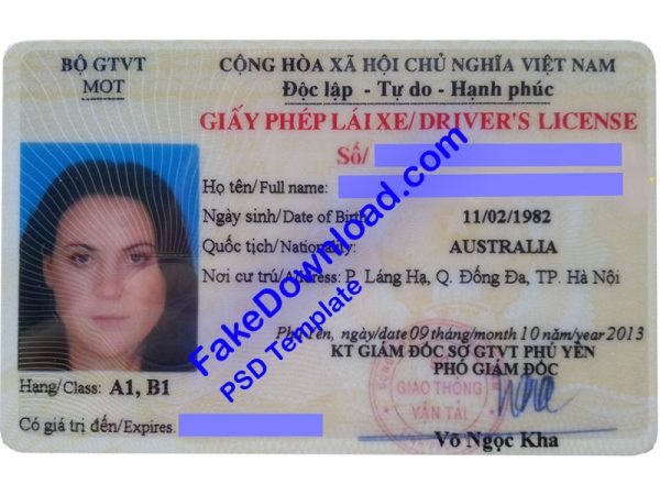 Vietnam Driver License (psd)