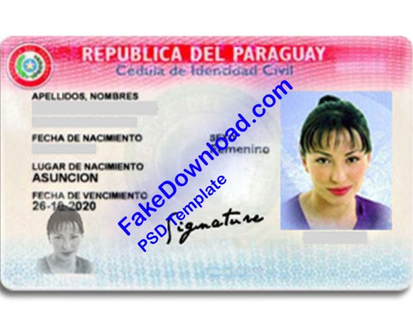 Paraguay national id card (psd)