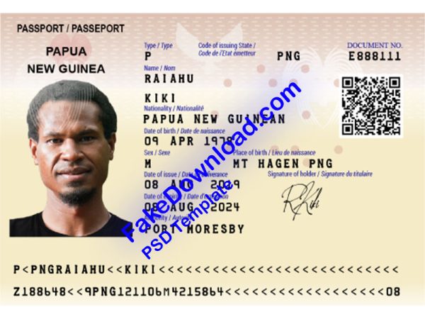 Papua Passport (psd)