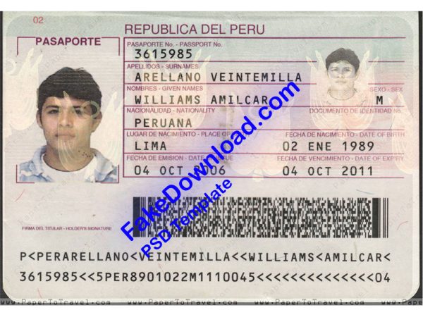 Peru Passport (psd)