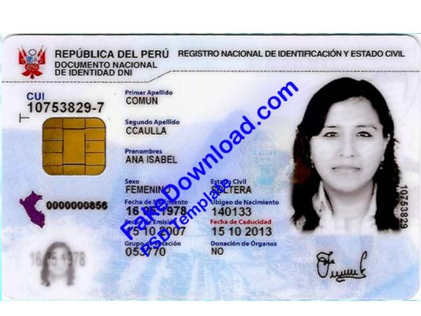 Peru national id card (psd)