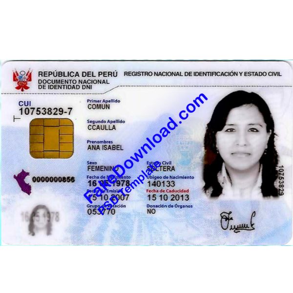 Peru national id card (psd)