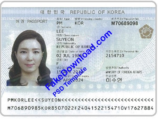 South Korea Passport (psd)