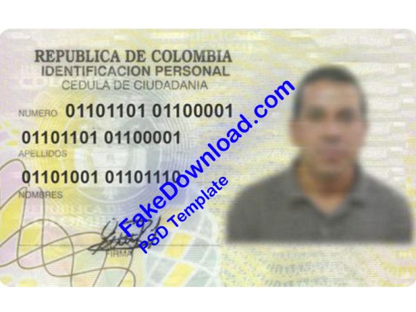 Colombia national id card (psd)
