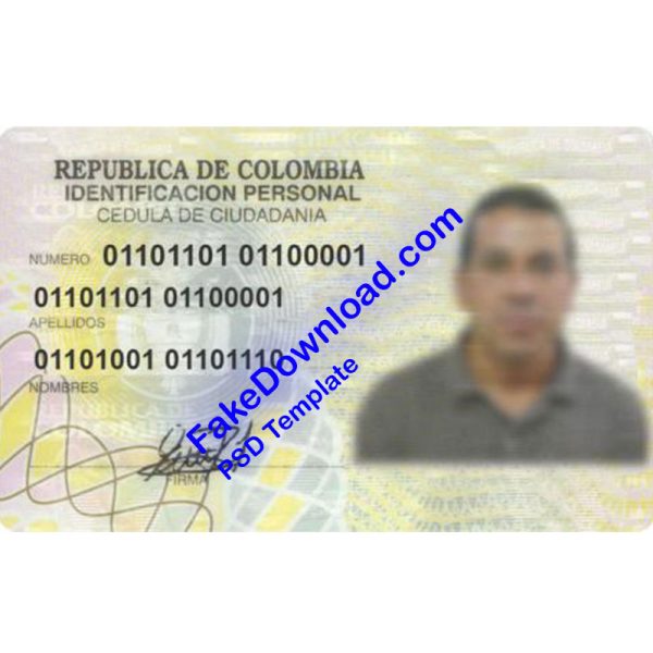 Colombia national id card (psd)