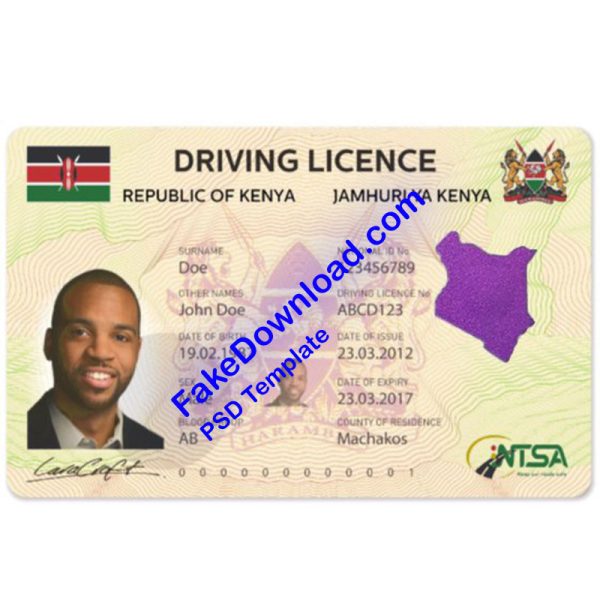Kenya Driver License (psd)