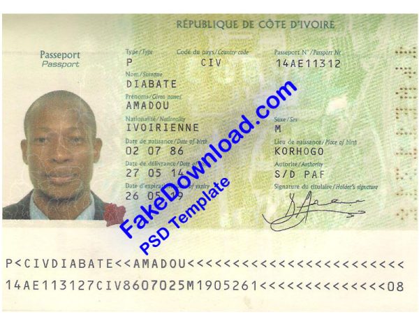 Côte d’Ivoire Passport (psd)