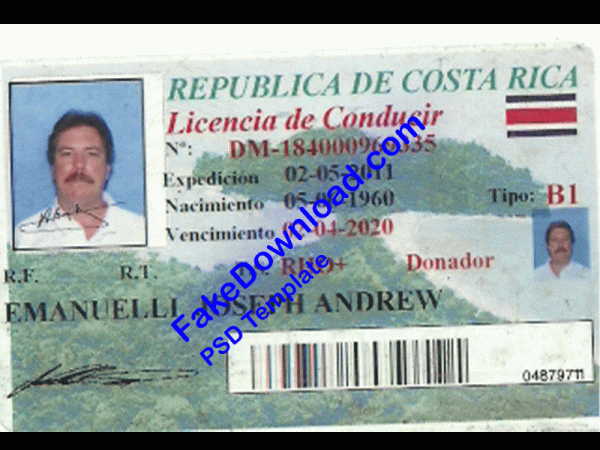 Costa Driver License (psd)
