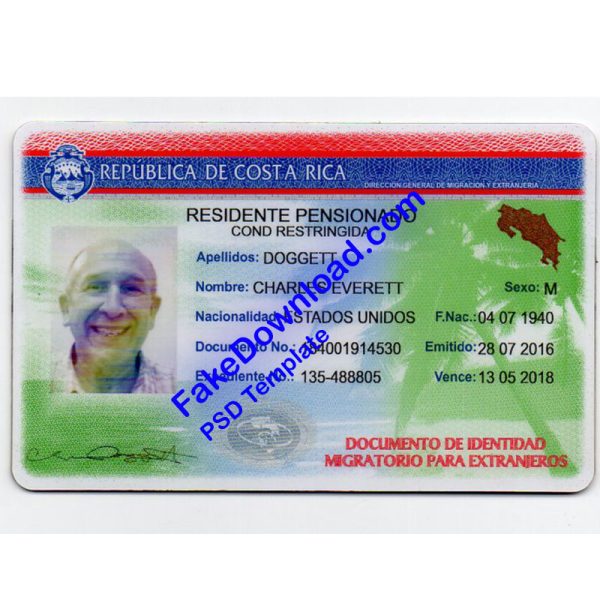 Costa Rica national id card (psd)