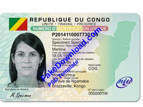 Congo national id card (psd)