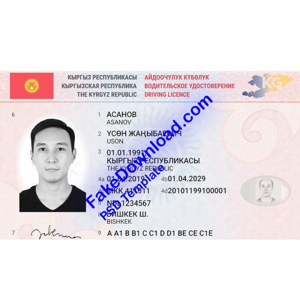 Kyrgyzstan Driver License (psd)