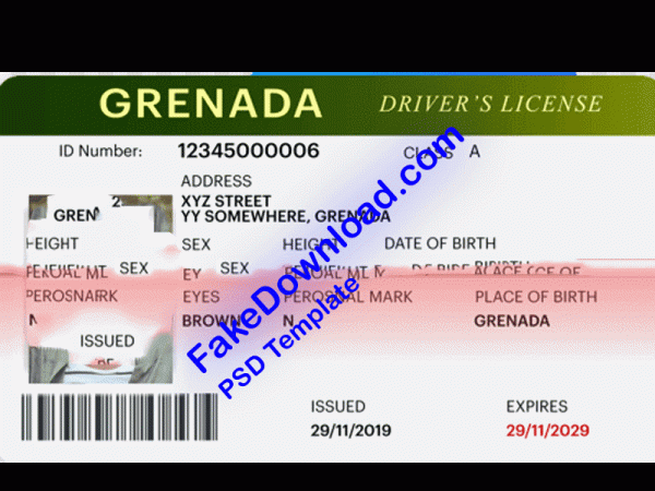Grenada Driver License (psd)