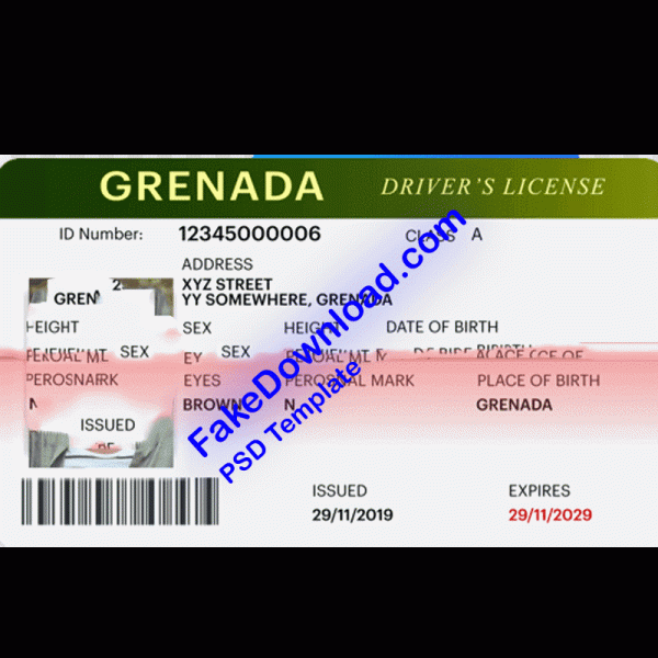 Grenada Driver License (psd)