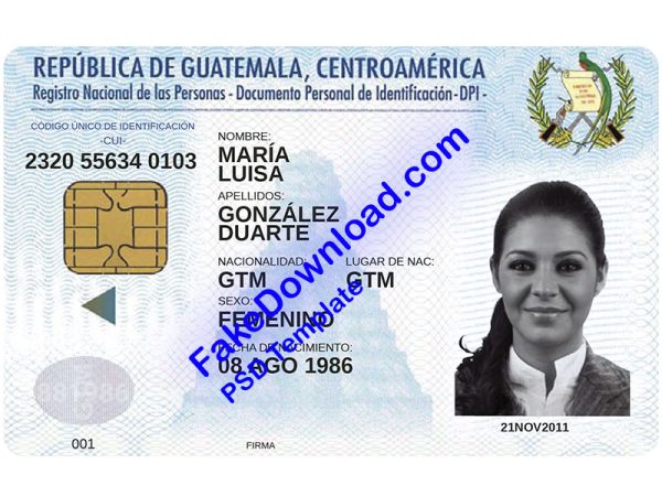 Guatemala national id card (psd)