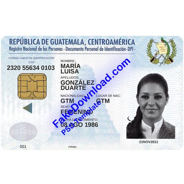 Guatemala national id card (psd)