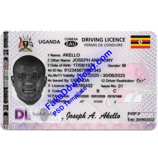 Uganda Driver License (psd)