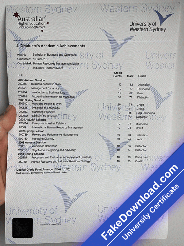 Western Sydney Transcript University Template (psd)