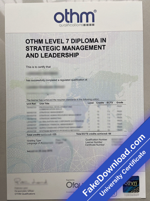 OTHM Qualifications University Template (psd)