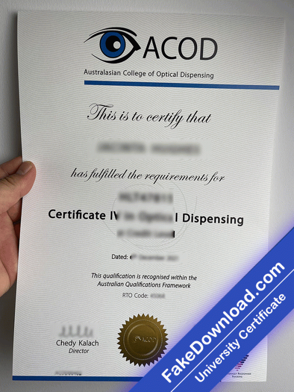 Australasian College of Optical Dispensing (ACOD) Template (psd)