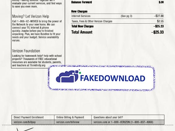 Verizon Proof Address (psd)